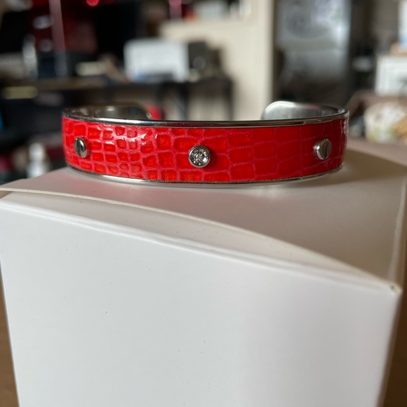 Genuine Diamond 0.01CT ‘Croco’ Orange Morellato leather cuff - Picture 5 of 5